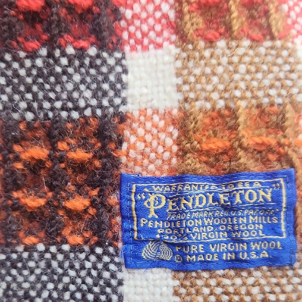 Pendleton Vintage Wool Motor Robe Plaid Fringe Blanket